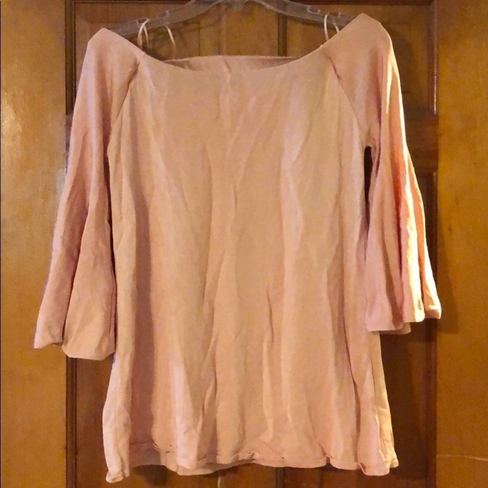 Light pink, off the shoulder top